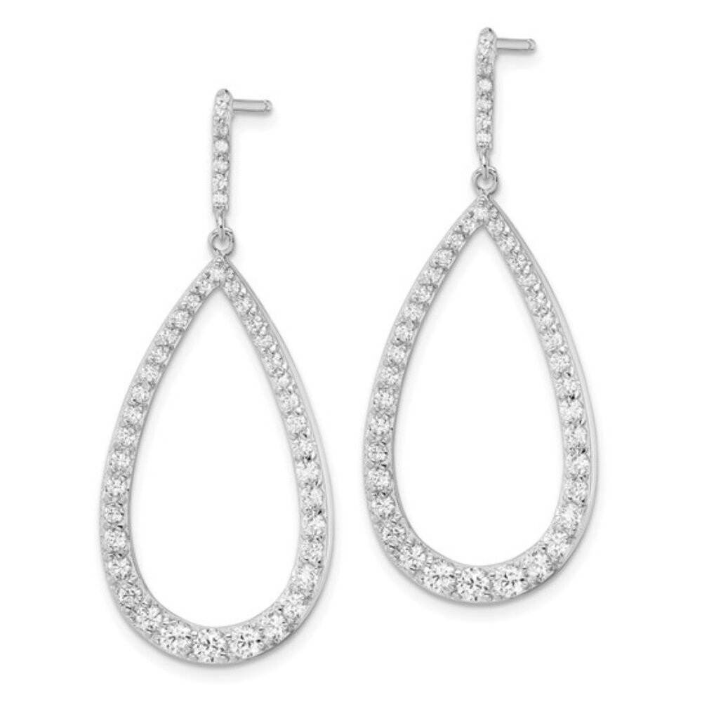 Pear Shaped Sterling Silver Cubic Zirconia Dangle Earrings